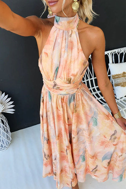 Luna Bennett | Watercolor Halter Maxi Dress