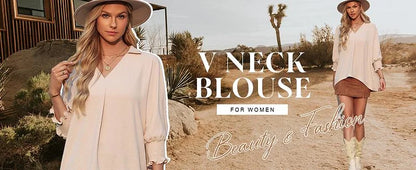 Talyra – Casual Oversized V-Neck Tunic Top