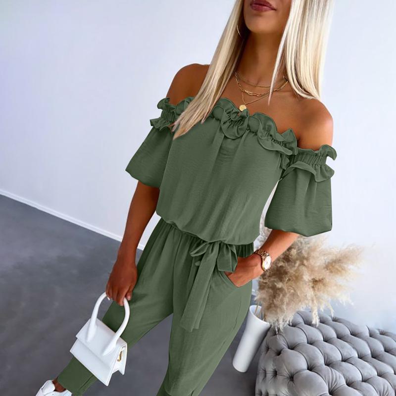 Avanika – Off-Shoulder Frill Tie-Waist Jumpsuit