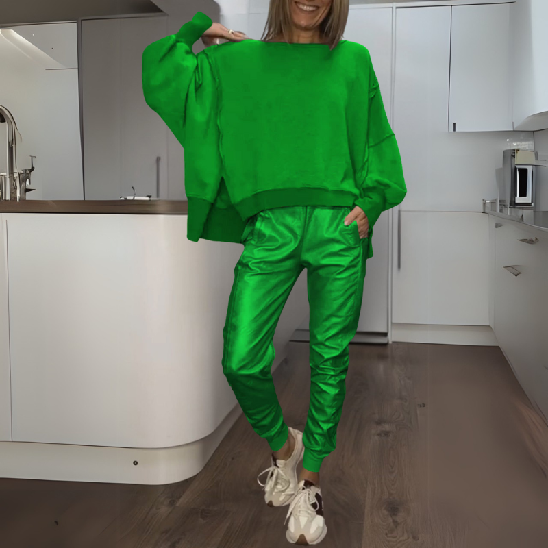 ELECTRA - SET OF SATIN SWEATER AND JOGGERS