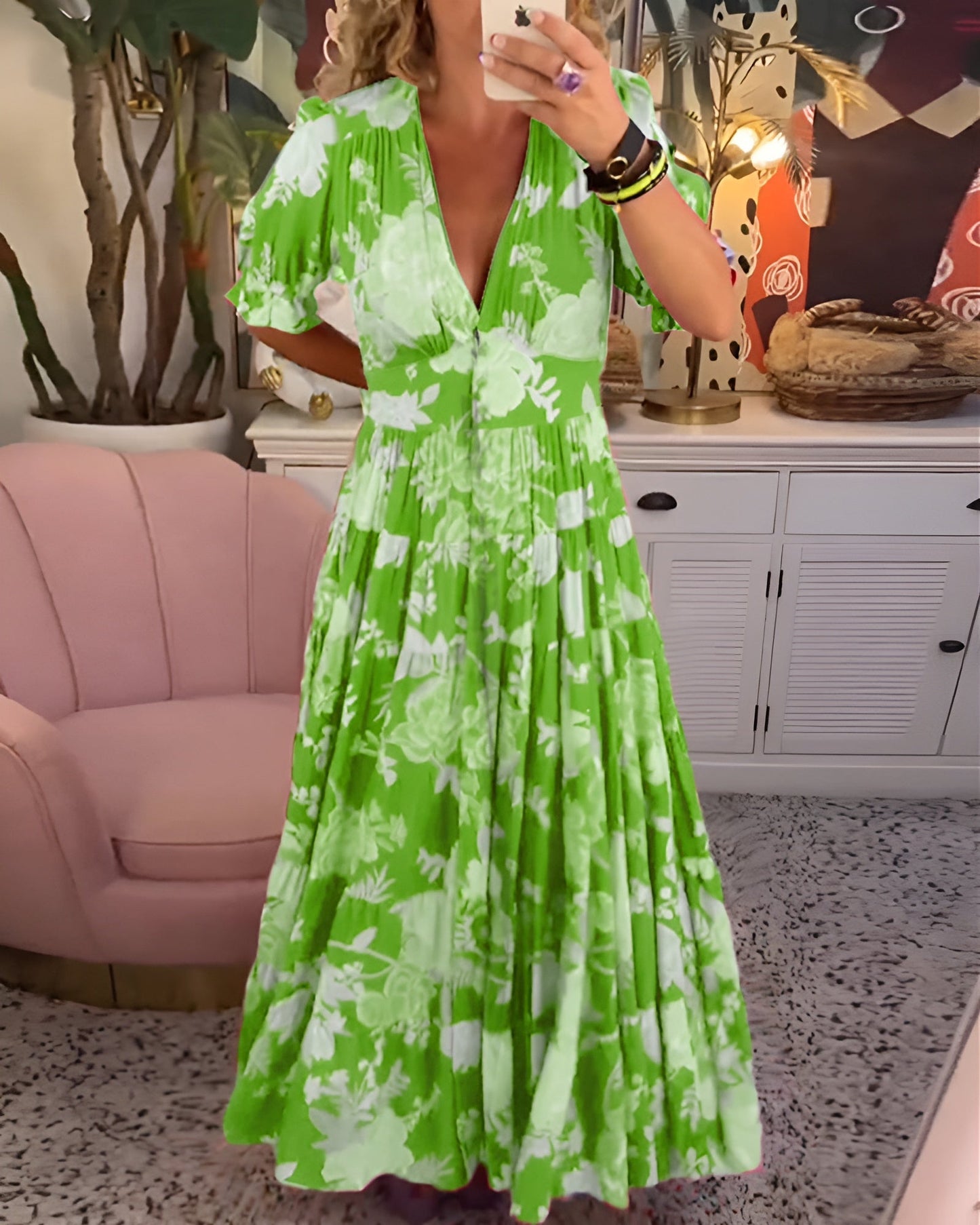 Amélie – Floral  V-Neck Pocket Dress
