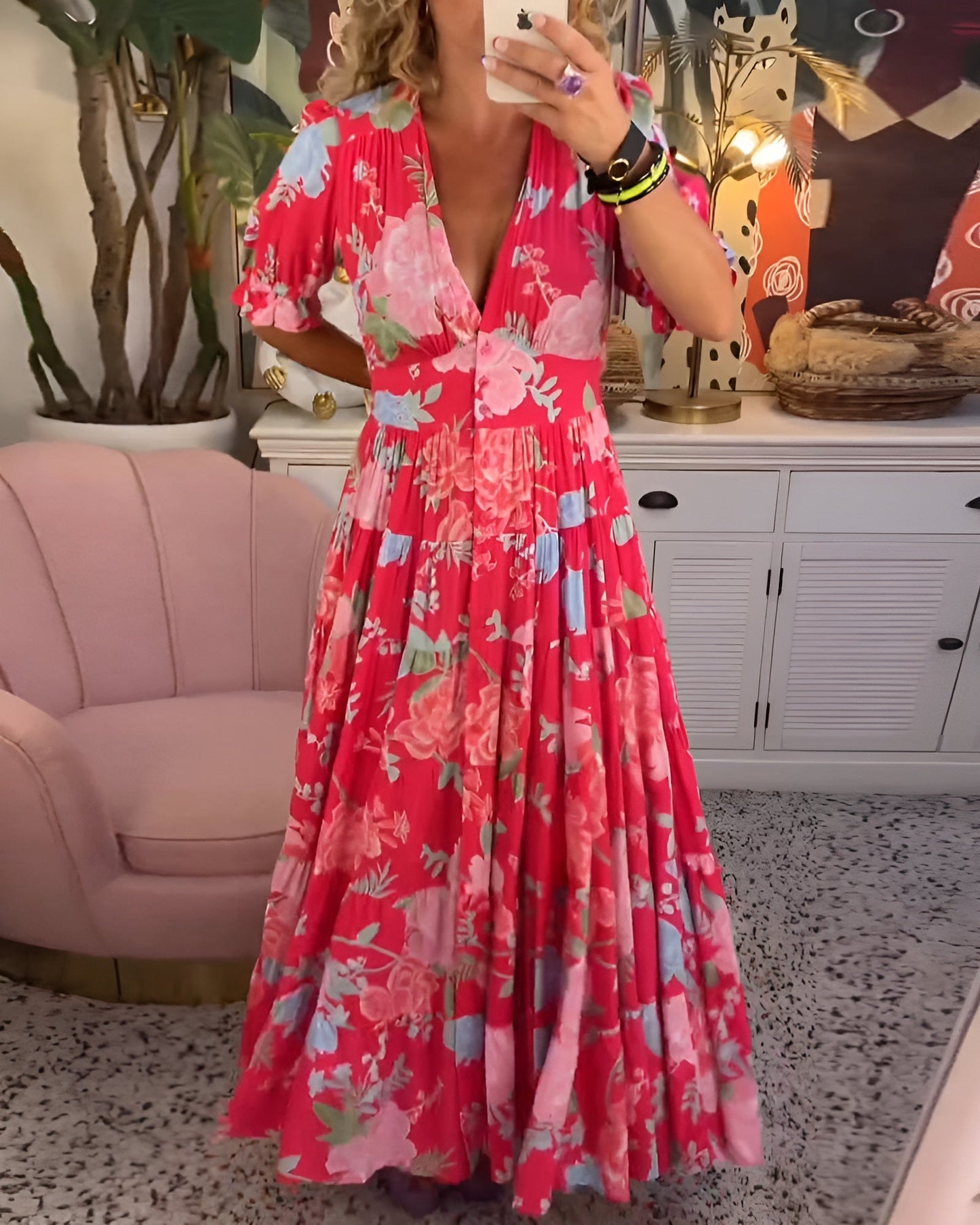 Amélie – Floral  V-Neck Pocket Dress