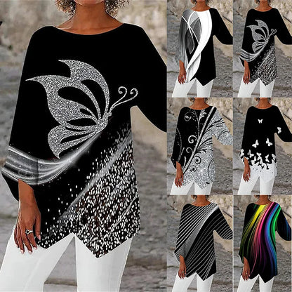 Sienna Rose | Printed Round Neck Long Sleeve Shirt
