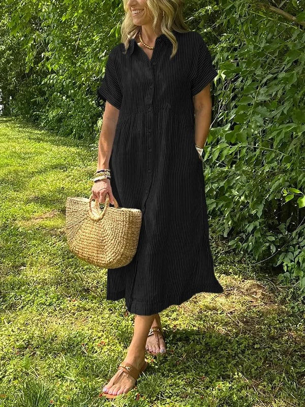Marcelline – Striped Shirt Dress with Pockets