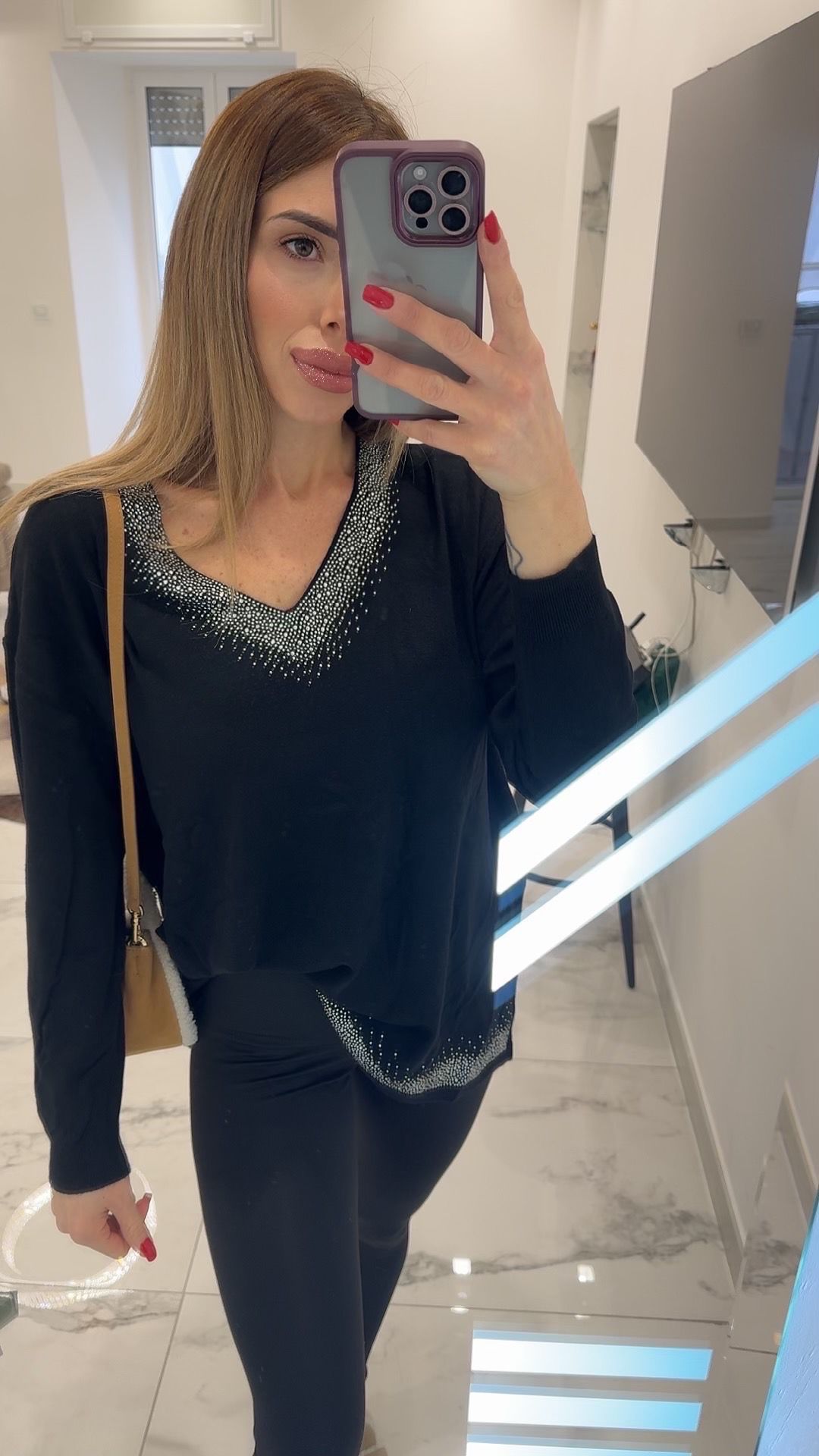 Addison | Women’s V-Neck Sparkly Trim Sweater