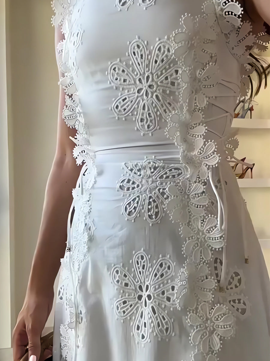 Seraphyne – Lace Tie-Strap Maxi Dress
