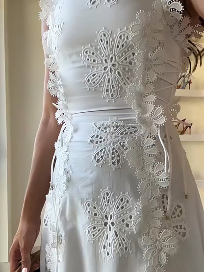 Seraphyne – Lace Tie-Strap Maxi Dress