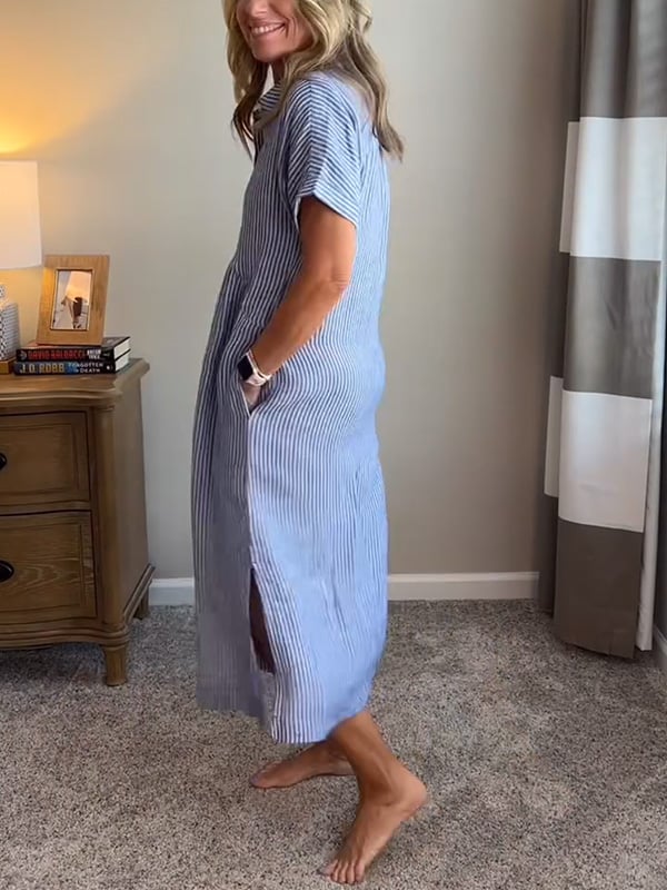 Marcelline – Striped Shirt Dress with Pockets