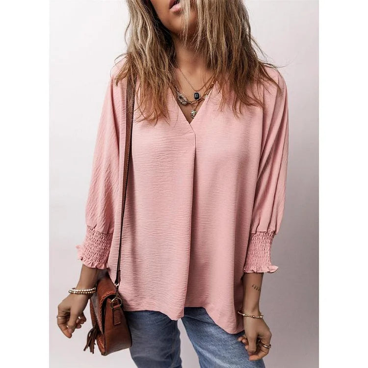 Talyra – Casual Oversized V-Neck Tunic Top