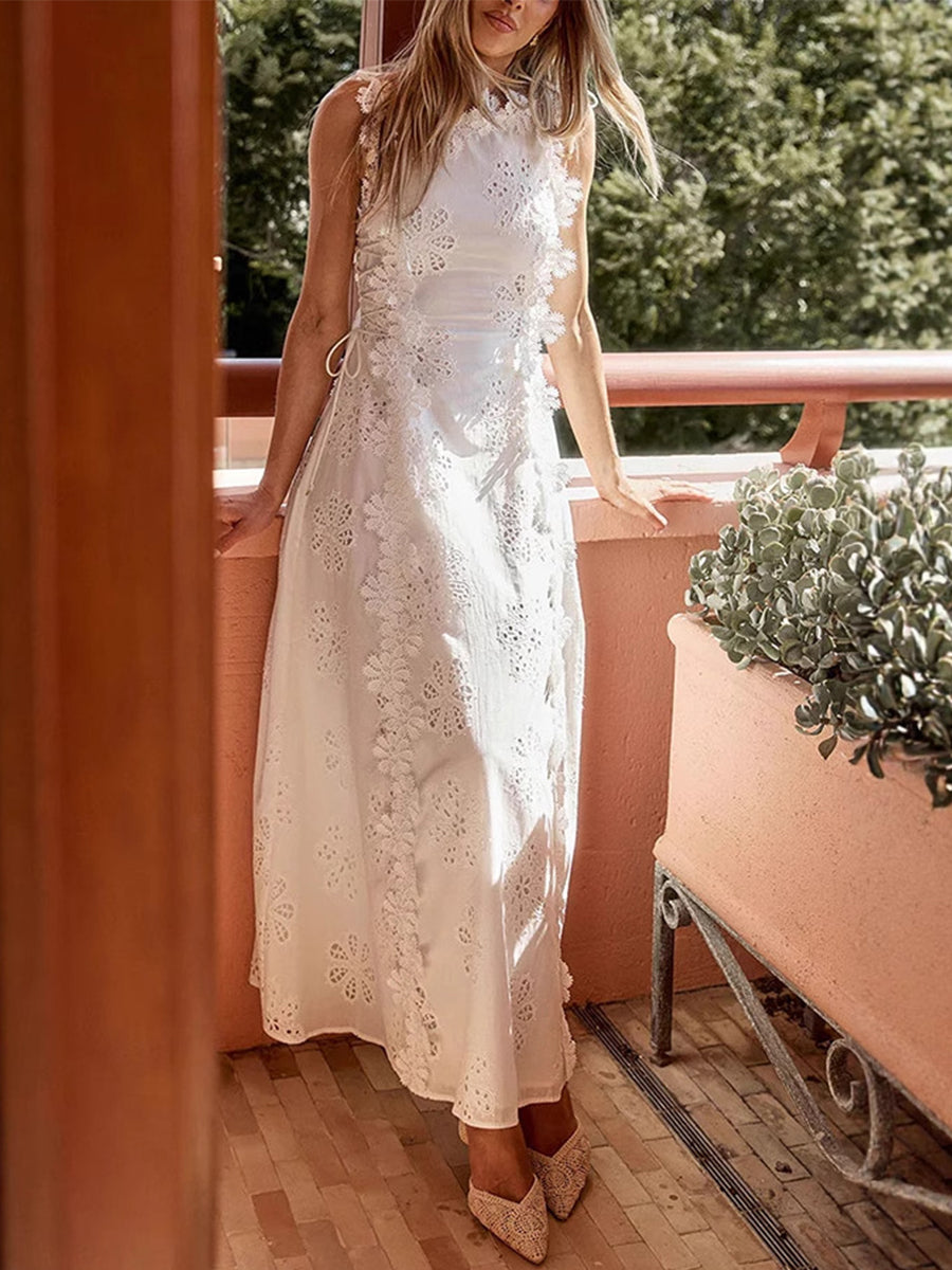 Seraphyne – Lace Tie-Strap Maxi Dress
