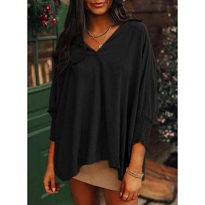 Talyra – Casual Oversized V-Neck Tunic Top
