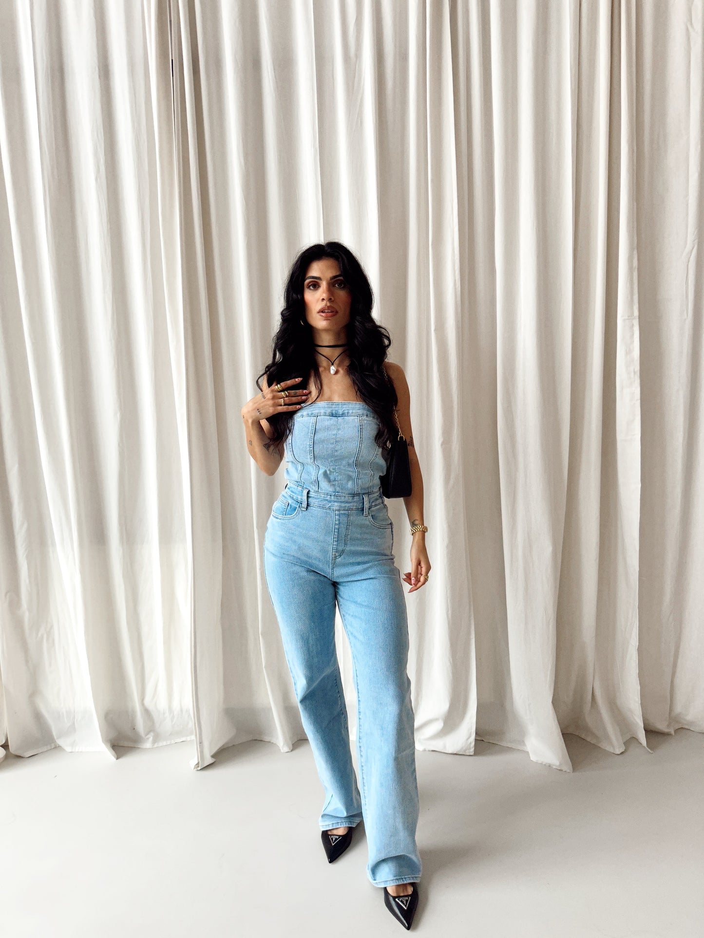 Ava | Strapless Denim Jumpsuit