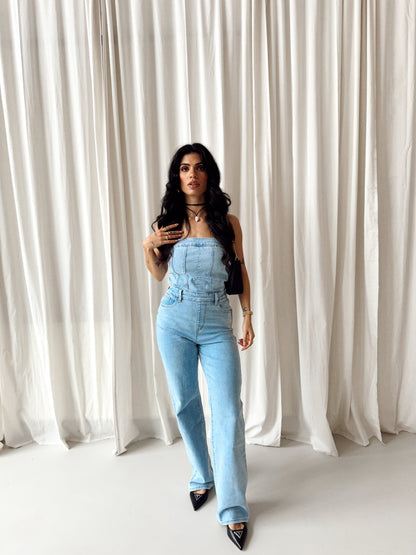 Ava | Strapless Denim Jumpsuit