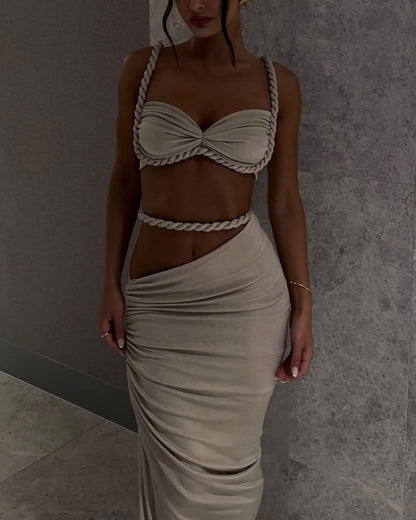 Clara | Sexy Gradient Braid Top & Overskirt Two-Piece Set