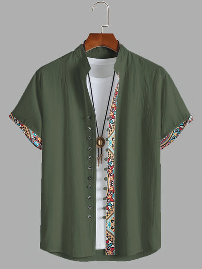 Ezra Cole | Color Block Tribal Cotton Shirt