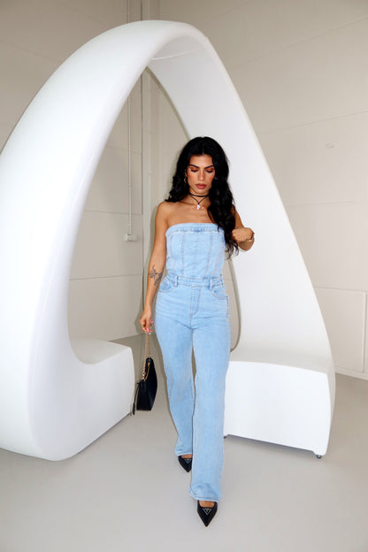 Ava | Strapless Denim Jumpsuit