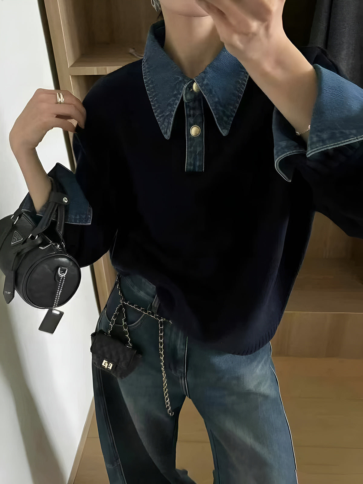 Camille | Denim-Collared Knit Sweater