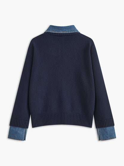 Camille | Denim-Collared Knit Sweater