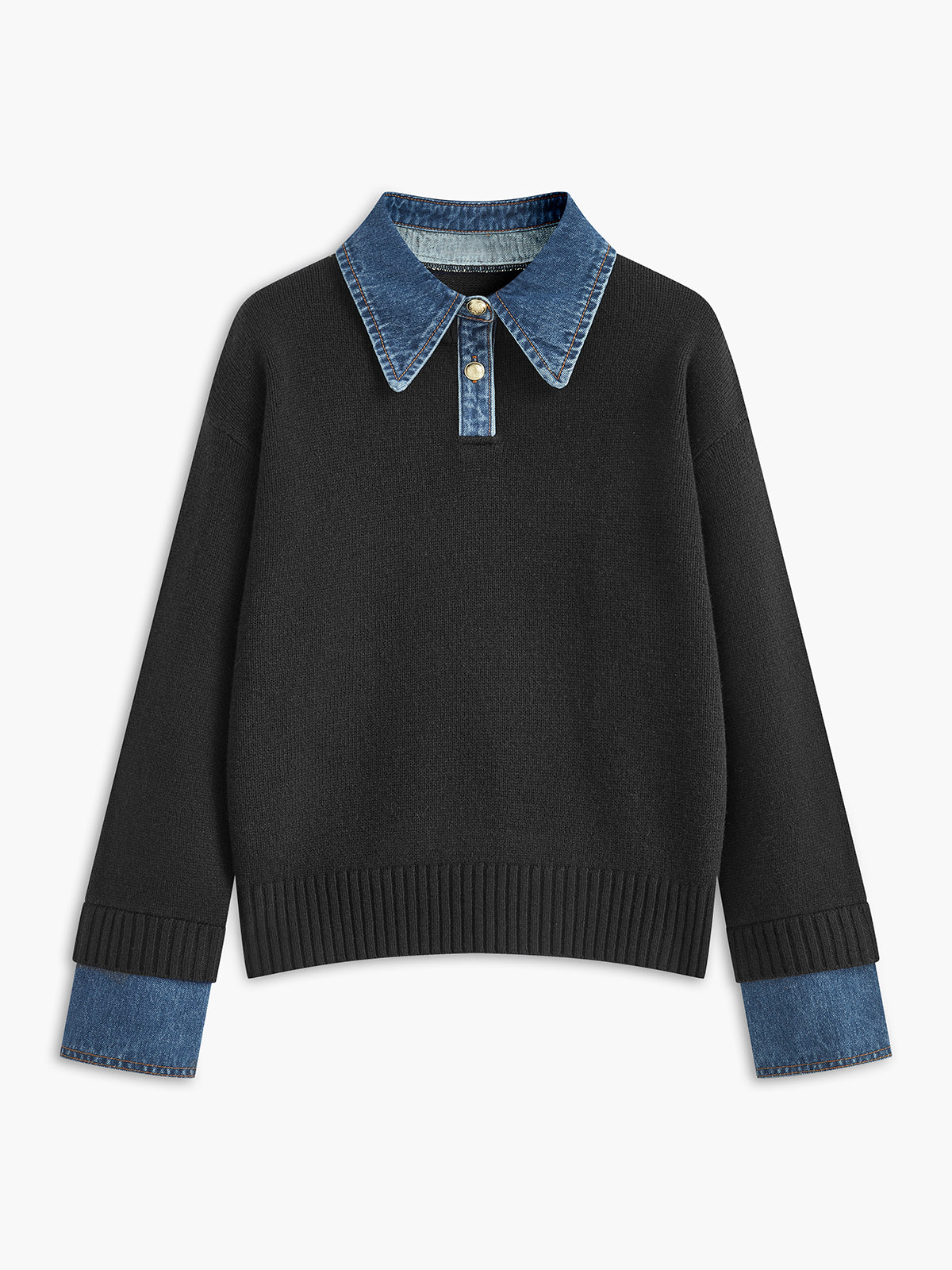 Camille | Denim-Collared Knit Sweater