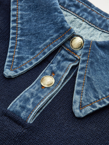 Camille | Denim-Collared Knit Sweater