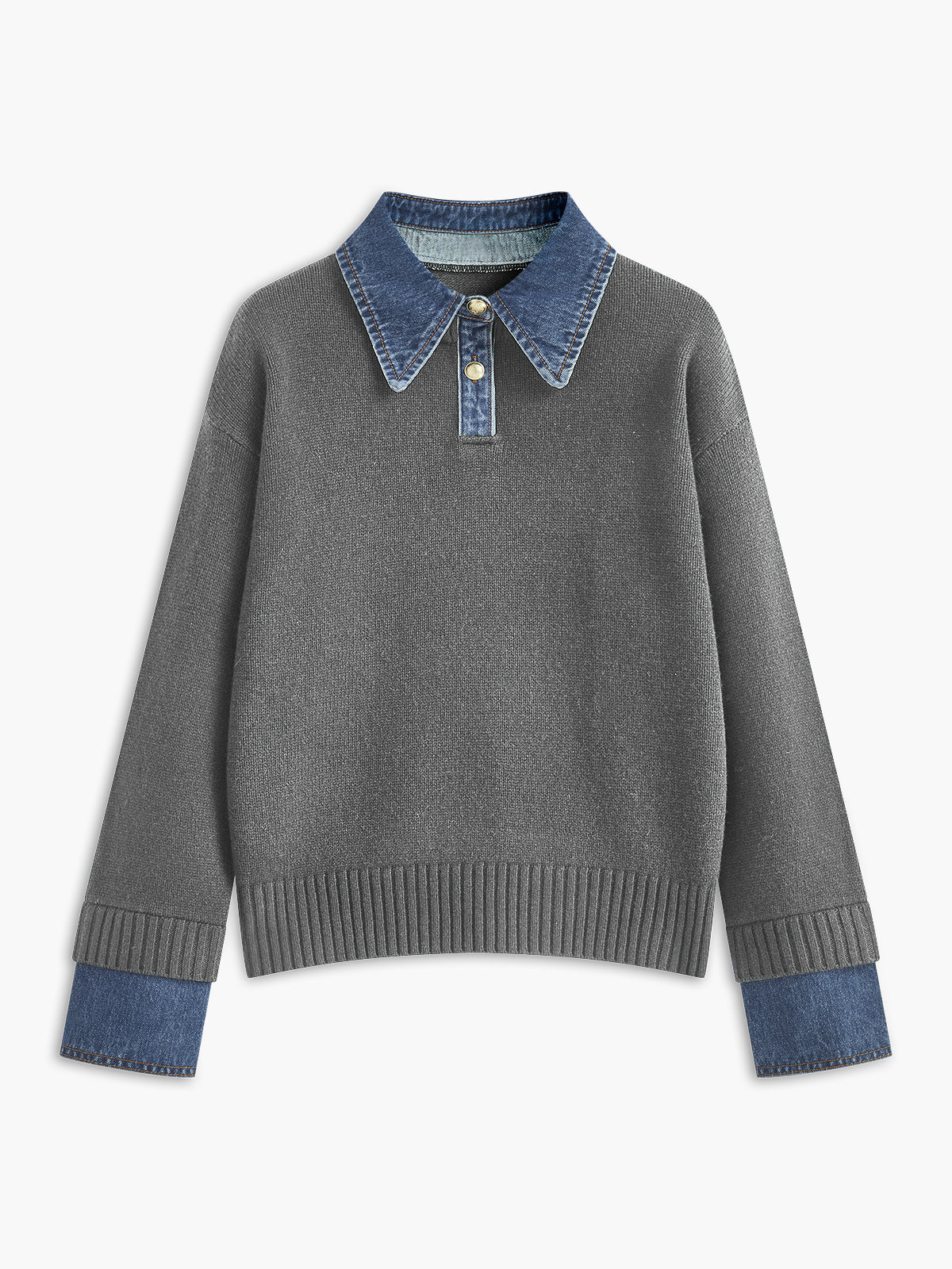 Camille | Denim-Collared Knit Sweater