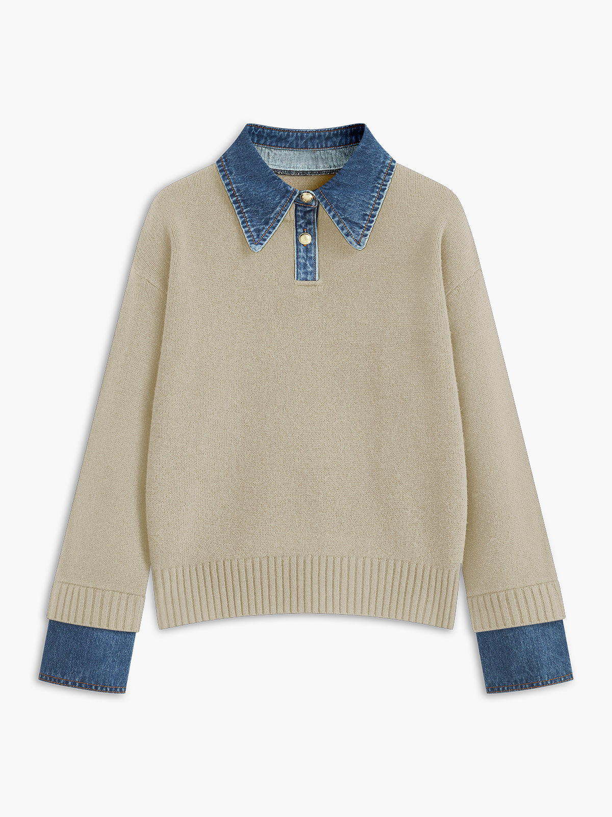 Camille | Denim-Collared Knit Sweater