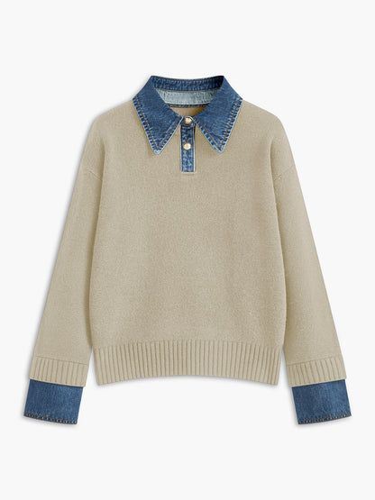Camille | Denim-Collared Knit Sweater