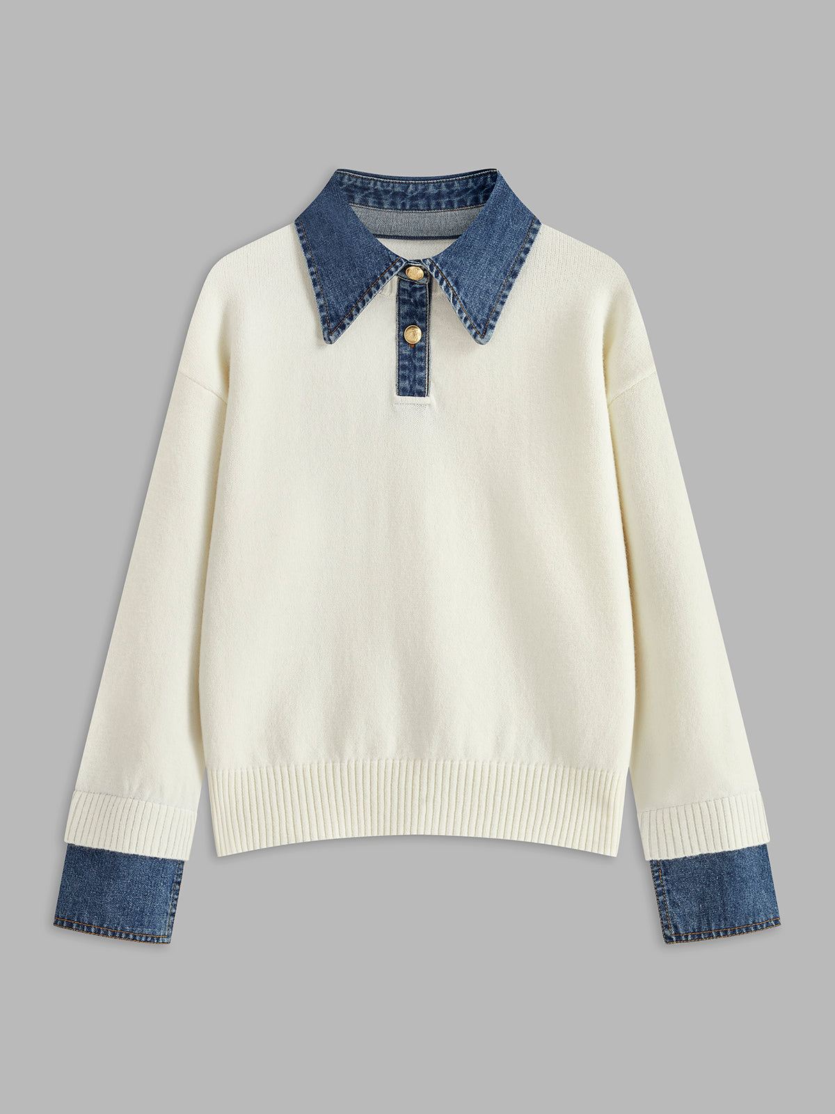 Camille | Denim-Collared Knit Sweater