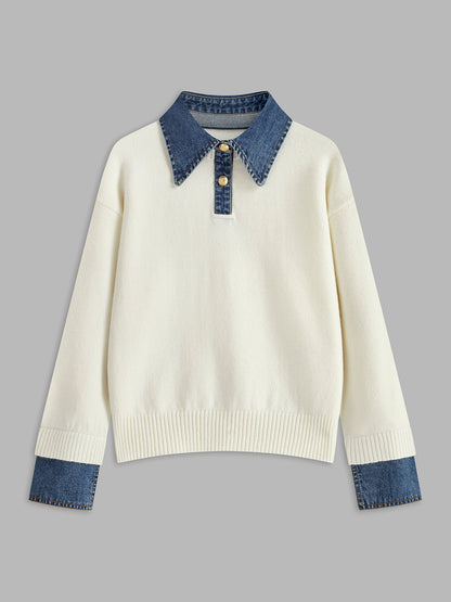 Camille | Denim-Collared Knit Sweater