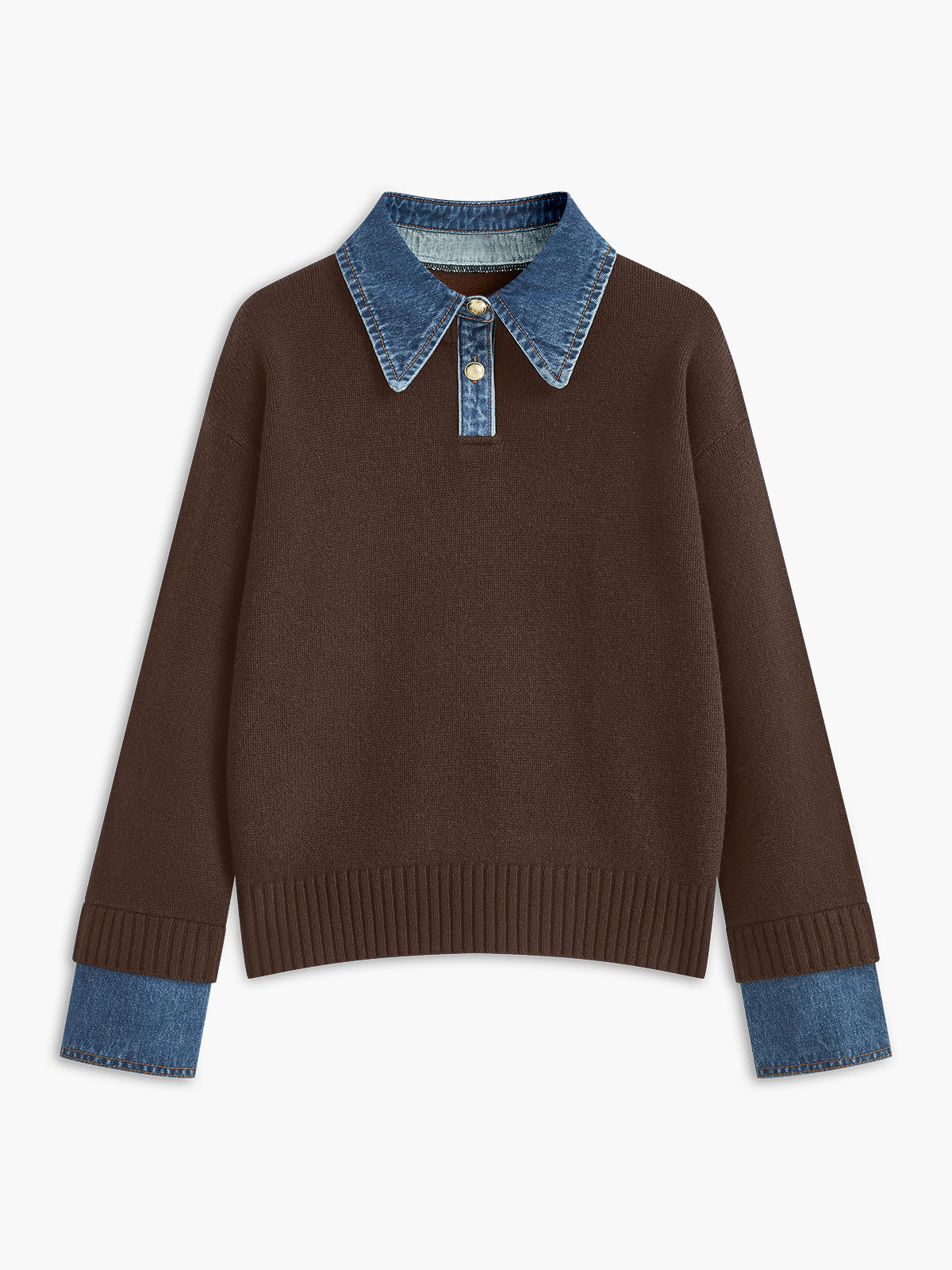 Camille | Denim-Collared Knit Sweater