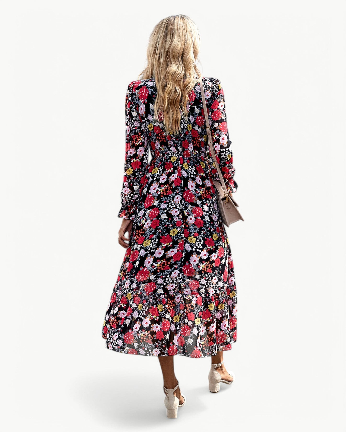 Eliza | Floral Midi Dress with Long Sleeves