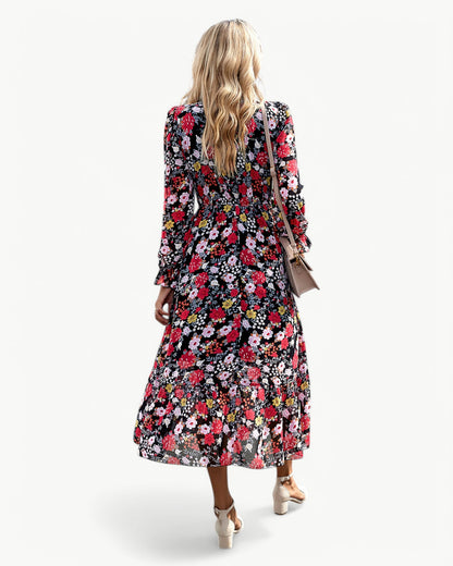 Eliza | Floral Midi Dress with Long Sleeves