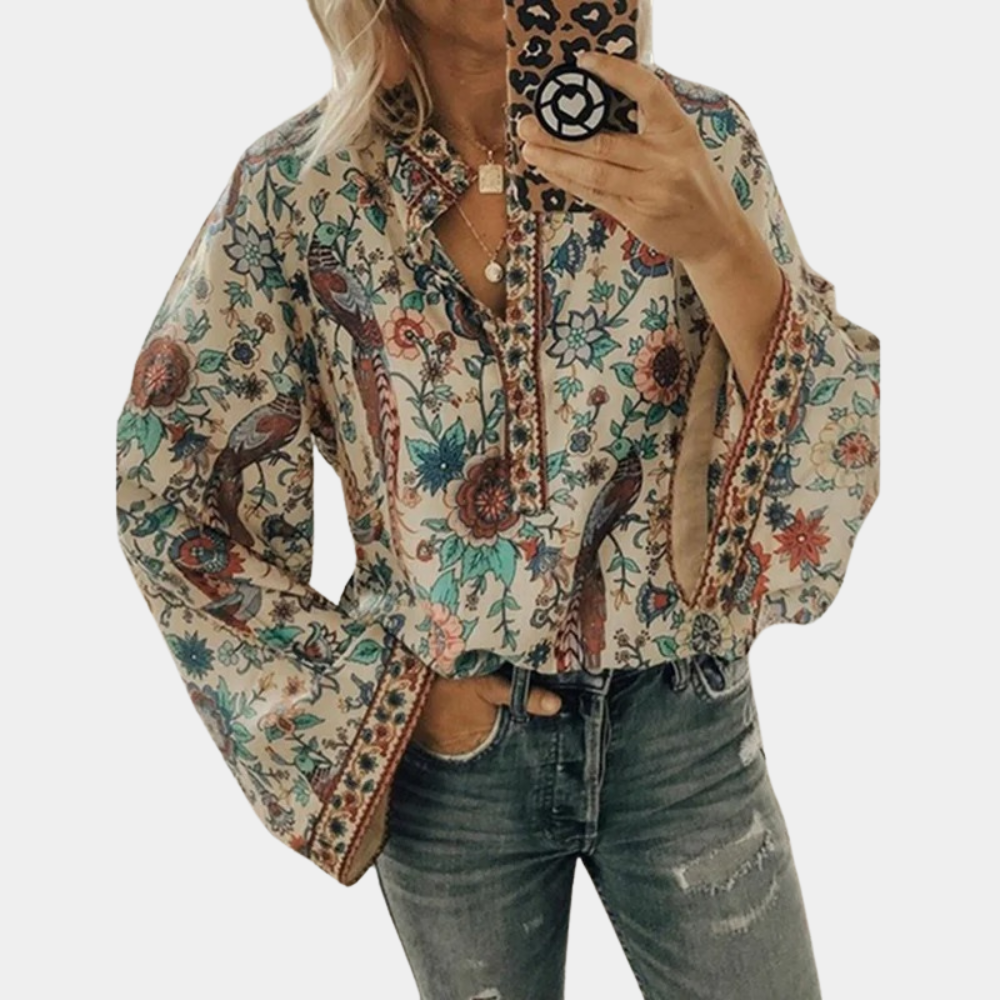 Halle - Flower Pattern Blouse