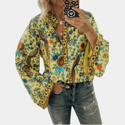 Halle - Flower Pattern Blouse