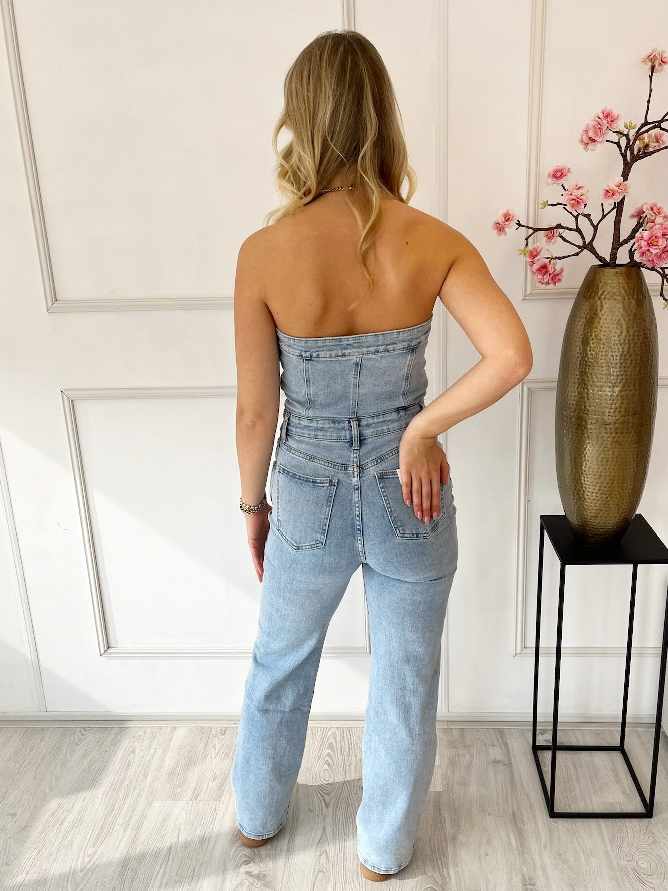 Ava | Strapless Denim Jumpsuit