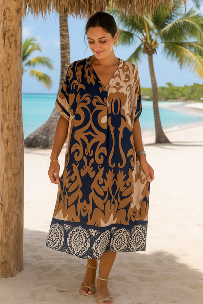 Noémie – Playful V-Neck Summer Midi Dress