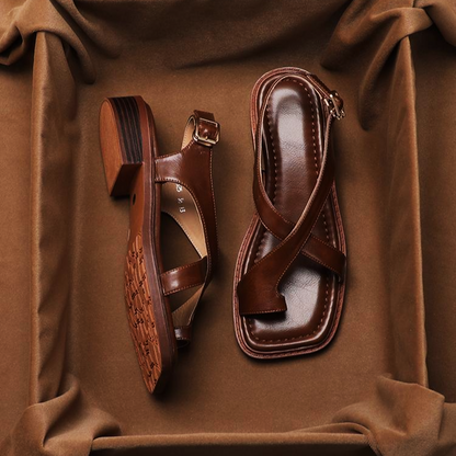 Lusette – Italian Leather Crisscross Sandals