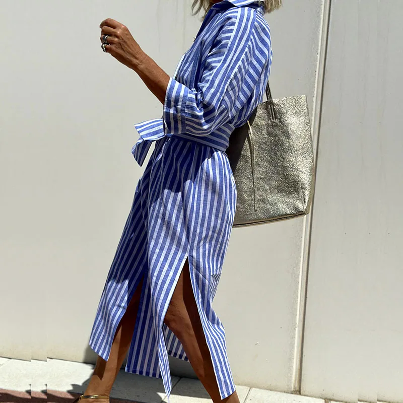 Charlotte Quinn | Elegant Striped Shirt Dress