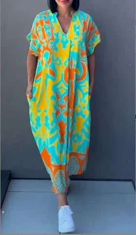 Noémie – Playful V-Neck Summer Midi Dress