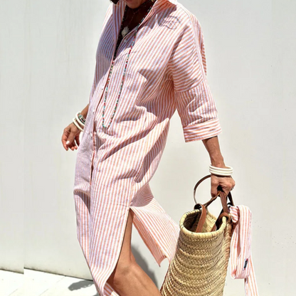 Charlotte Quinn | Elegant Striped Shirt Dress