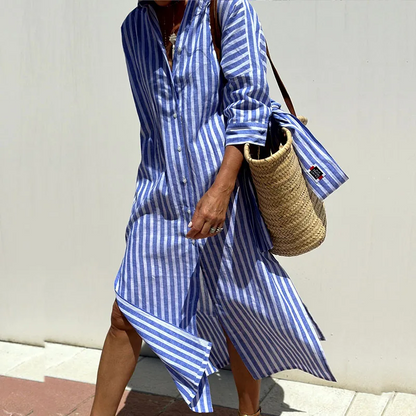 Charlotte Quinn | Elegant Striped Shirt Dress