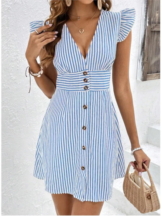 Chloe™ | Striped Ruffle Day Dress