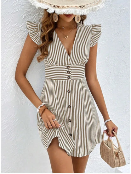 Chloe™ | Striped Ruffle Day Dress