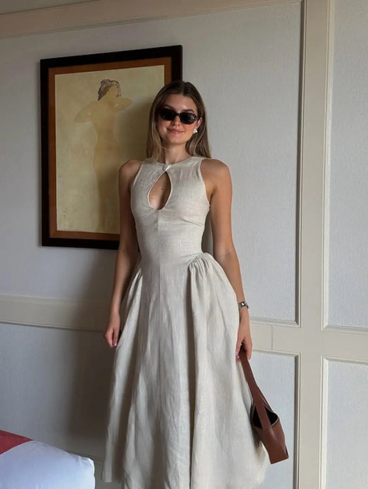Solara – Linen Midi Dress