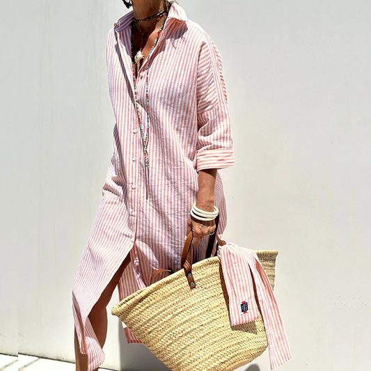 Charlotte Quinn | Elegant Striped Shirt Dress