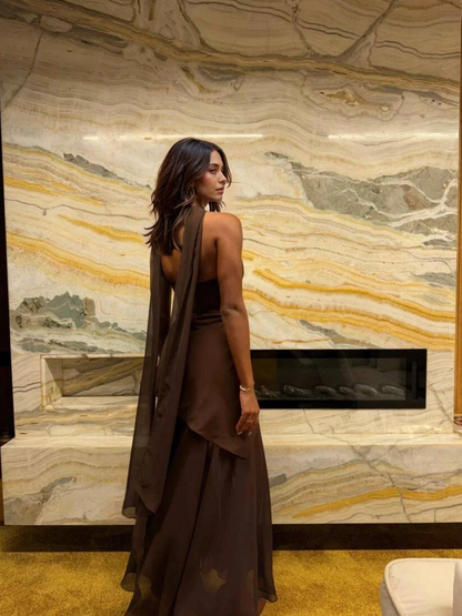 Isla  | Chic Spliced Tube Dress & Scarf Set