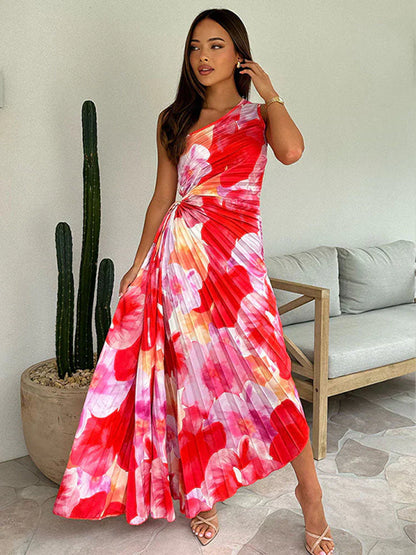 Adeline – Pleated One-Shoulder Summer Dress