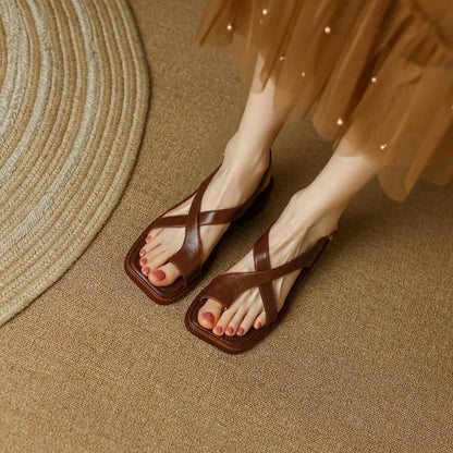 Lusette – Italian Leather Crisscross Sandals