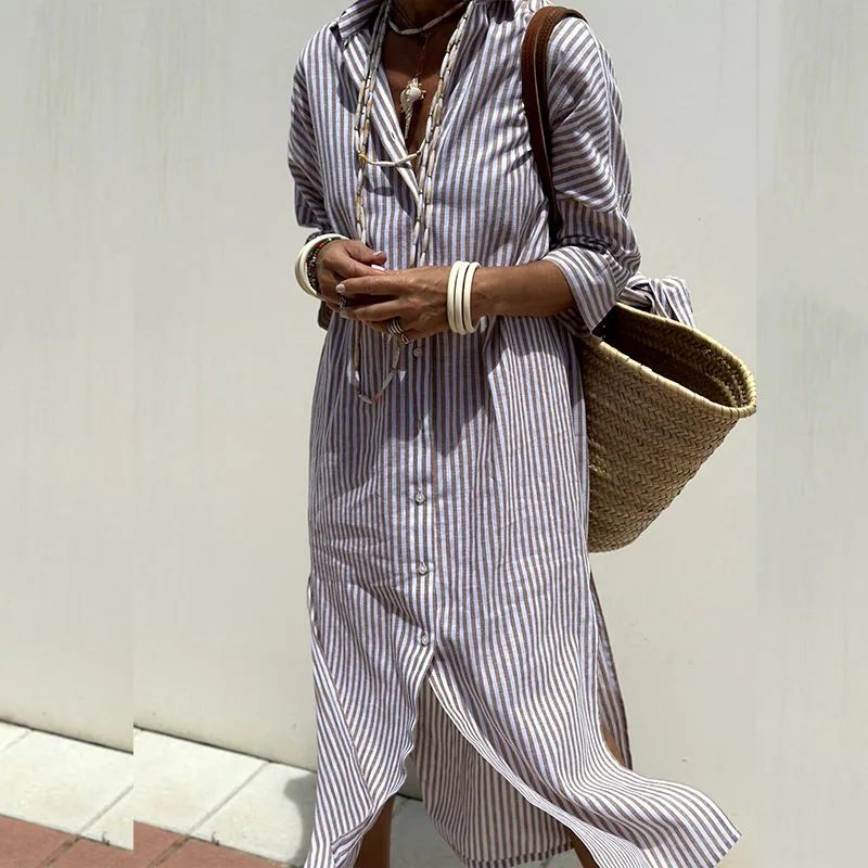 Charlotte Quinn | Elegant Striped Shirt Dress