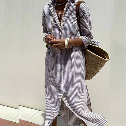 Charlotte Quinn | Elegant Striped Shirt Dress